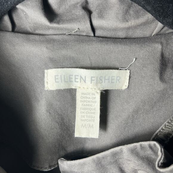Eileen Fisher Womens Ruffle Collar Jacket Medium Tan Stretch Button Down‎ Blazer - Picture 6 of 11